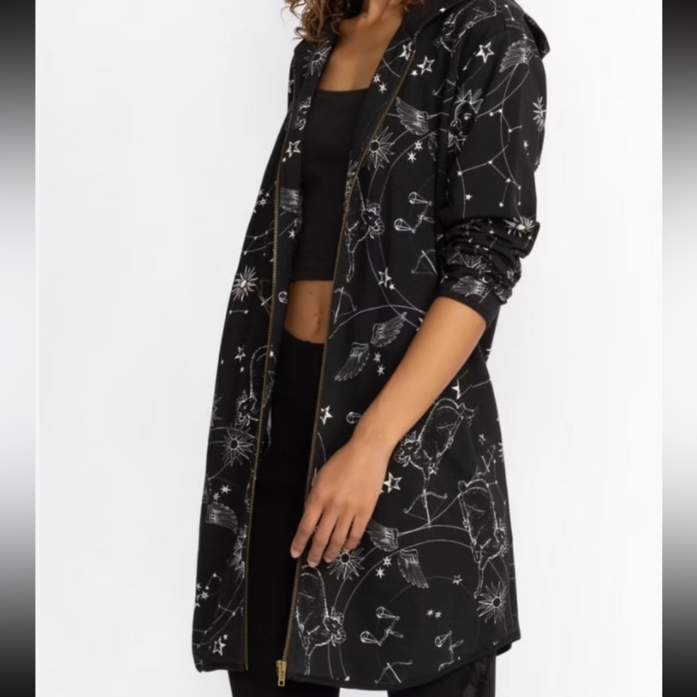 Johnny Was Bijou Astrological Sign Long Hoodie Coat in black - Picture 1 of 8